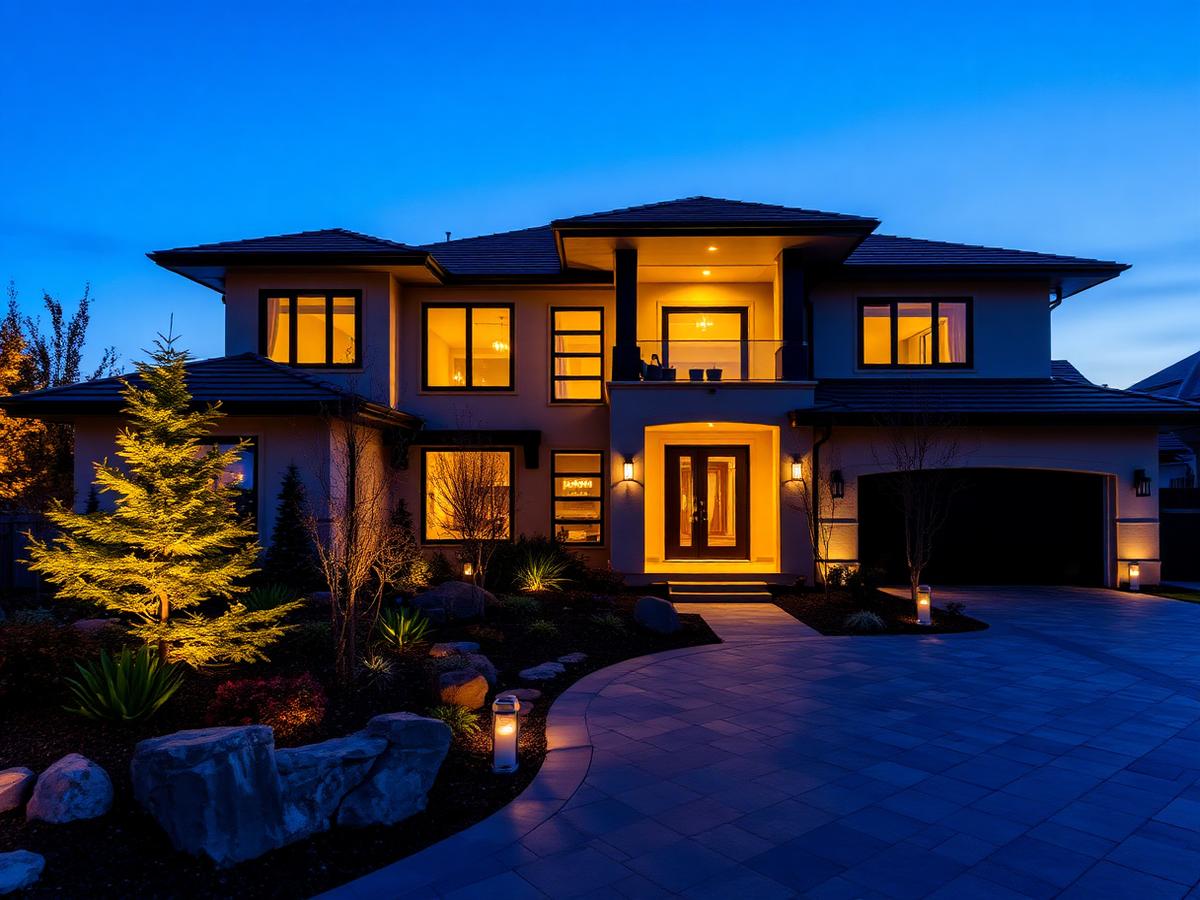 Luxury home with landscaped grounds